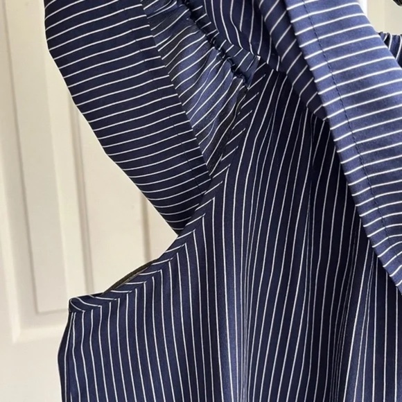 Madewell Navy Blue Silk Satin Balcony Off the Shoulder Top Blouse Ruffle, Size S - Picture 3 of 11